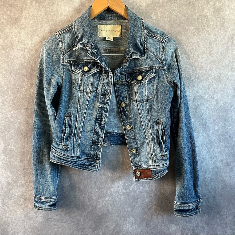 Pilcro And The Letterpress Anthropologie Womens Size XS Blue Jean Denim Jacket‎